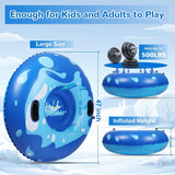 KEUCL Snow Tube, 47 Inch Cold-Resistant Inflatable Big Snow Sled for Kids and Adults, Thickened Heavy Duty Hard Bottom Sleds Snow with Handles, Winter Toys for Outdoor Sledding Snow Tube Sports