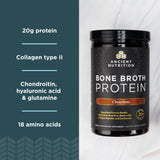 Ancient Nutrition Protein Powder Made from Real Bone Broth, Chocolate, 20g Protein Per Serving, 40 Serving Tub, Gluten Free Hydrolyzed Collagen Peptides Supplement, Dr. Axe