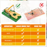 Qualirey 12 Pcs Mouse Traps Green Plastic Mice Trap Rat Traps House with Yellow Cheese Color Board Quick Sensitive Effective Mouse Trap Safe Reusable Sanitary Mice Traps for House, Garage, Outside