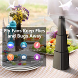 AMIAEDU Fly Fans for Tables, Fly Repellent Fan for Indoor/Outdoor, Food Fans to Keep Flies Away for Party, BBQ, Home, Picnics, Travel, Portable and Easy Use 6 Pack (Black)