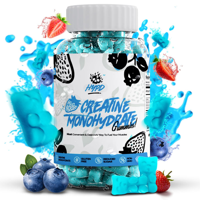 HYPD CREATINE Monohydrate Gummies for Men & Woman - 5G Per Serving - Berry Blitz - Muscle Growth, Increase Strength, Boost Focus - Low Sugar, Vegan, Gluten-Free, Non-GMO (120ct)