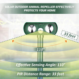 Lubatis 2 Pack Ultrasonic Solar Animal Repellent Animal Repeller to Repel Cat, Dog, Squirrel, Deer, Raccoon, Skunk, Rabbit, Waterproof with Motion Detector Green