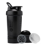 BlenderBottle Shaker Bottle with Pill Organizer and Storage for Protein Powder, ProStak System, 22 Ounce, Midnight Black