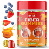 NATUREBYTES Prebiotic Fiber Gummies for Adults and Kids [15g Inulin Fiber from Chicory Root] for Digestive Health, Bloating, Constipation Relief │Natural Flavoured Berry & Orange Gummy Supplement