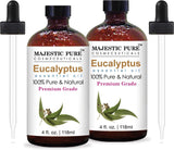 MAJESTIC PURE Eucalyptus Essential Oil, Premium Grade, Pure and Natural, for Aromatherapy, Massage, Topical & Household Uses, 4 fl oz (Pack of 2)