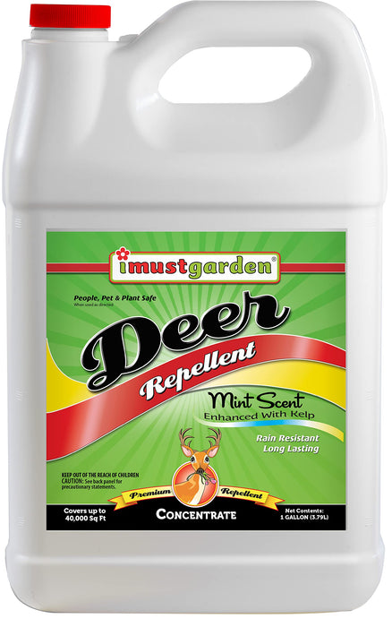 I Must Garden Deer Repellent Concentrate – 1 Gallon: Mint Scent Deer Spray for Plants – Natural Ingredients - Makes 10 Gallons, Covers 40,000 sq. ft.