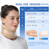 Velpeau Neck Brace -Foam Cervical Collar - Soft Neck Support Relieves Pain & Pressure in Spine - Wraps Aligns Stabilizes Vertebrae - Can Be Used During Sleep (Dual-use, Brown, Medium, 3″)