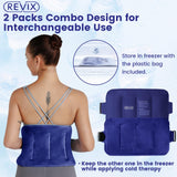 REVIX Ice Pack for Back Pain Relief, Reusable Gel Cold Packs, Ice Pack for Injuries Reusable for Lower Back, Shoulders, Knee, Hip, and Arm Effectively Relieve Pain and Swelling - (16'' x 9'') 2 Packs