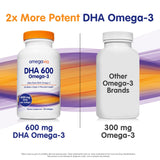 OmegaVia DHA 600 mg - Ultra Pure Omega-3 DHA Supplements for Brain & Eyes, Pregnancy & Prenatal DHA Vitamins for Women, Burpless Fish Oil Omega 3 Supplement, IFOS 5-Star Certified - 120 Softgels