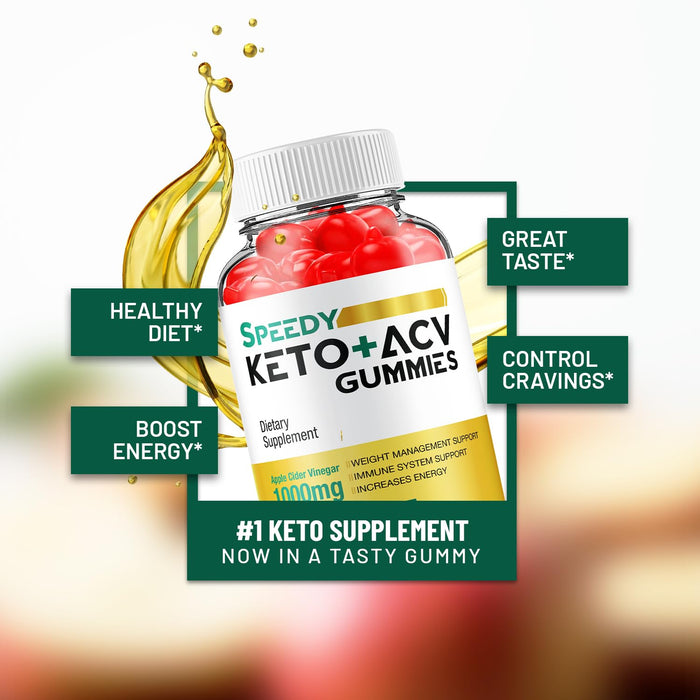 Speedy Keto ACV Gummies - Advanced Formula Speedy Keto Plus ACV Gummies Apple Cider Vinegar Speedy ACV Dietary Supplement Men Women (60 Gummies)