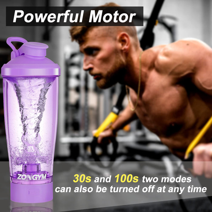 Electric Protein Shaker Bottle, 24 oz USB Rechargeable Blender Bottles, Shaker Bottles for Protein Mixes with BPA Free, Made with Tritan Portable Blender Cup for Protein Shakes (Purple)