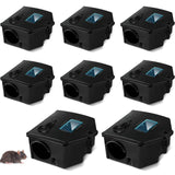 Qualirey 8 Pcs Rodent Bait Station with Key Rat Bait Station Traps Reusable Mouse Traps Smart Tamper Proof Cage House Heavy Duty Bait Boxes for Rodents Outdoor Rats Mice, Bait Not Included (Practical)