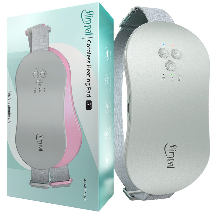 Slimpal Period Heating Pad for Cramps, FSA HSA Eligible Approved, Portable Heat Pad for Menstrual Cramp Relief, Electric Cordless Heating Belt, 3 Timer Auto Off Setting Gifts for Women Girl Light Grey