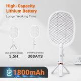 YsChois Electric Fly Swatter Racket, Rechargeable Fly Zapper - 4000 Volt, Exclusive 2-in-1 Bug Zapper Racket - USB Charging, 1800mAh Li-Battery, Indoor & Outdoor Use, White, 2 Packs