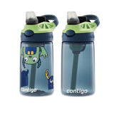 Contigo Aubrey Kids Cleanable Water Bottle with Silicone Straw and Spill-Proof Lid, Dishwasher Safe, 14oz 2-Pack, Blueberry & Monsters