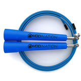 WOD Nation Adjustable Speed Jump Rope For Men, Women & Children - Blazing Fast Fitness Skipping Rope Perfect for Boxing, MMA, Endurance - Blue