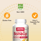 Jarrow Formulas BoneUp Three Per Day - 180 Capsules - 60 Servings - For Bone Support & Skeletal Nutrition - Includes Naturally Derived Vitamin D3, K2 (as MK-7) & 1000mg Calcium - Gluten Free - Non-GMO