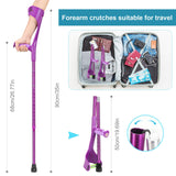 Antdvao Forearm Crutches Pair Folding Forearm Crutches Anti-Drop Cuff Reduces The Hassle of Picking Up Forearm Crutch，Comfortable Grip and Wear-Resistant, Non-Slip Forearm Crutches (Purple)