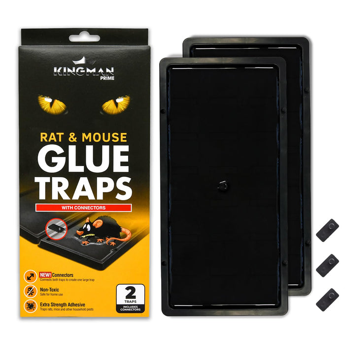 KINGMAN PRIME Mouse Trap Rat Trap Glue Trap/Board (Large Size) (2 Pack / 4 Traps) Rodent Trap Safe Easy Non-Toxic with Connectors