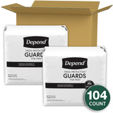 Depend Incontinence Guards/Incontinence Pads for Men/Bladder Control Pads, Maximum Absorbency, 104 Count (2 Packs of 52), Packaging May Vary