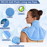 REVIX Ice Pack for Neck and Shoulders Upper Back Pain Relief, Large Neck Ice Pack Wrap with Soft Plush Lining, Reusable Gel Cold Compress for Rotator Cuff Injuries, Swelling