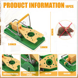 Qualirey 12 Pcs Mouse Traps Green Plastic Mice Trap Rat Traps House with Yellow Cheese Color Board Quick Sensitive Effective Mouse Trap Safe Reusable Sanitary Mice Traps for House, Garage, Outside