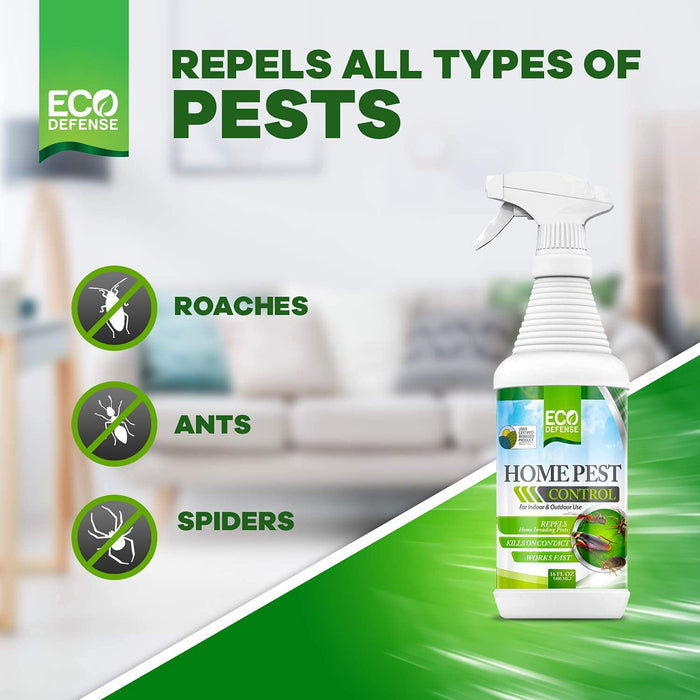 Eco Defense USDA Biobased Pest Control Spray - Ant, Roach, Spider, Bug Killer and Repellent - Natural Indoor & Outdoor Bug Spray - Child & Pet Friendly