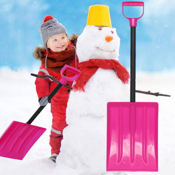 Kids Snow Shovel for Child Age 2-10 Years Old, Plastic Small Snow Shovel with Lightweight Handle, Sturdy 31.5" Snow Shovel Gifts for Kids Boys Girls Snow Fun, Pink