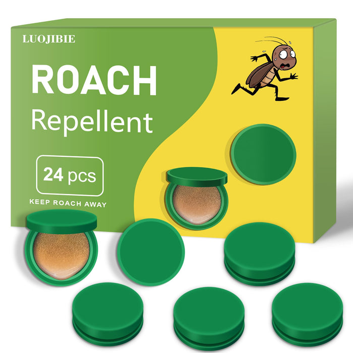 LUOJIBIE Roach Bait Stations, Natural Cockroach Repellent, Roach Traps Indoor/Outdoor Use, Roach Killer Indoor Infestation for Small & Large Roaches-24P