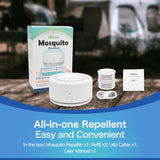 Rechargeable Mosquito Repeller, Mosquito Repellent Outdoor Patio Insect Bug Repeller Indoor Natural Ingredients Portable Mosquito Repellant Device 30ft Protection 2 Refills (White)