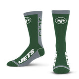 For Bare Feet NFL NEW YORK JETS MVP Crew Sock Team Color Large