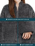 PAVILIA Womens Housecoat Zip Robe, Sherpa Zip Up Front Robe Bathrobe, Fuzzy Warm Zipper House Coat Lounger for Women Ladies Elderly with Pockets, Fluffy Fleece Long - Dark Gray (Small/Medium)