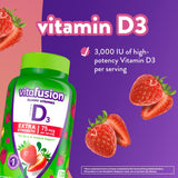 Vitafusion Womens Multivitamin Gummies, Berry Flavored Daily Vitamins for Women & Extra Strength Vitamin D3 Gummy, Strawberry Flavored Bone and Immune System Support