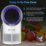 FVOAI Fruit Fly Trap for Indoors, Fly Traps Indoor for Home Bug Zapper M3 Indoor Insect Trap with Suction, Time Setting, Bug Light & 10 Pcs Sticky Glue Boards (White)