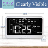 ORKA Talking Clock. Voice Recordable Medication Pill Reminder. Talking Alarm Clock for Dementia, Hearing, Visually impaired Seniors-Digital Day Clock with Multiple Customized Alarms Ex Large White