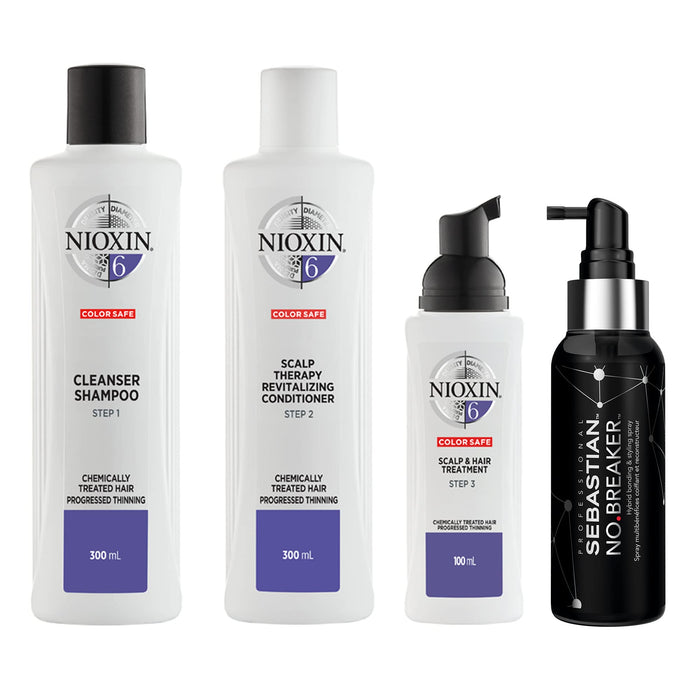 Nioxin System Kits, Cleanse, Condition, and Treat the Scalp for Thicker and Stronger Hair 3 Month Supply + Sebastian Professional No.Breaker, Hair Bonding & Breakage Treatment Leave-In Spray