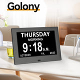 Golony 7 inch Digital Day Dementia Clock for Seniors, Large Medication Reminders Calendar Clock with Day of The Week, Date Time for Elderly Vision Impaired, Memory Loss, Black