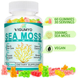 VIGUMYO Sea Moss Gummies for Adults & Kids, Seamoss Gel Gummies Support Thyroid, Immune System, Cleanse & Detox, Bladderwrack Burdock Minerals Vitamins (1 Pack)