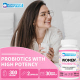 300 Billion CFUs Probiotics for Women,12 Strains Probiotics with Prebiotic Cranberry, Probiotic for Women’s Digestive Immune, Vaginal & Urinary Health, Gut & Bloating Health, Shelf Stable, 60 Capsules