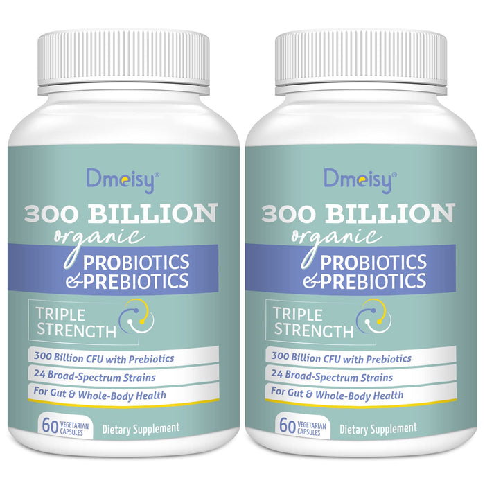 Probiotics for Women and Men 300 Billion CFU 24 Strains Probiotics with 15 Organic Herbs Prebiotics Blend Shelf Stable Probiotic Supplement for Digestive Immune & Whole-Body Health 120 Capsules