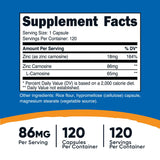 Nutricost Zinc Carnosine 86mg, 120 Capsules - Non-GMO, Gluten Free, Zinc L-Carnosine Supplement