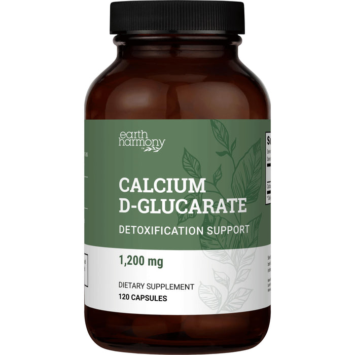 Earth Harmony Calcium D-Glucarate 1200mg - Advanced Detoxification Support & Double The Strength of Calcium D Glucarate 500mg - 120 Capsules (2-Month Supply)