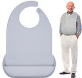 Adult Bibs for Eating – Washable Silicone Adult Bibs for Elderly Men and Women, Plastic Bibs for Adults Senior Citizens, Disabled Products for Adults, Clothing Protectors with Crumb Catcher