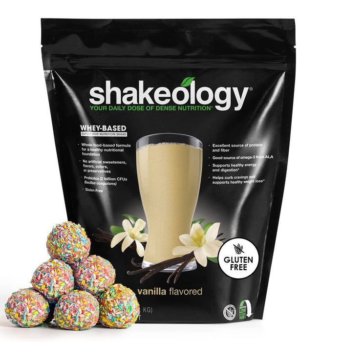 shakeology Vegan & Whey Protein Powder, Gluten Free Superfood Protein Shake with Supergreens, Probiotics for Gut Health, Adaptogens, Vitamins, 17g Protein per Serving, Vanilla, 30 Servings