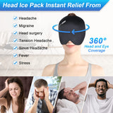 ComfiTECH Migraine Ice Head Wrap, Headache Relief Hat for Migraine Cap for Tension Puffy Eyes Migraine Relief Cap for Sinus Headache and Stress Relief Cold Compress (Medium Pack of 2) Black