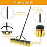 24 Inches Push Broom Outdoor Heavy Duty Broom with 63" Long Handle for Deck Driveway Garage Yard Patio Concrete Floor Cleaning Yellow