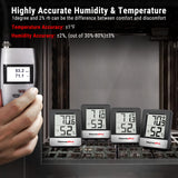 ThermoPro TP49 2 Pieces Digital Hygrometer Indoor Thermometer Humidity Meter Mini Hygrometer Thermometer with Temperature and Humidity Monitor Room Thermometer Black