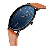 BEN NEVIS Watch, Mens Watch, Minimalist Fashion Simple Wrist Watch Analog Date with Leather Strap Orange Blue