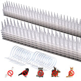 12-Pack Pigeons Bird Spikes for Outside with 20 Cable Ties, Birds Deterrent Spikes for Pigeons and Other Small Birds, Squirrel Spikes Keeping Raccoon Cats Away from Fence Roof Mailbox White