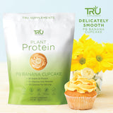 TRU Plant Based Protein Powder, BCAA, EAA, 20g Vegan Protein, 100 Calories, 27 Vitamins, No Artificial Sweeteners 25 Servings (Peanut Butter Banana Cupcake)